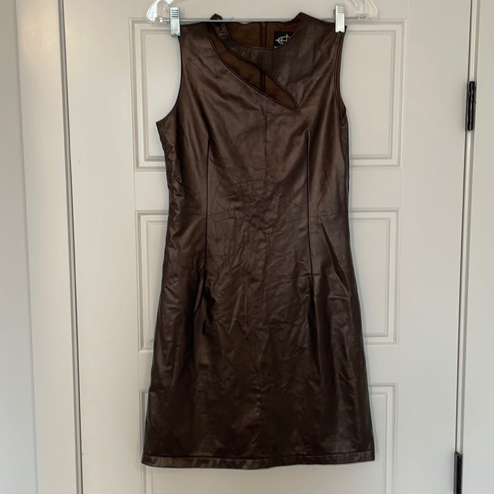 RARE vintage y2k brown pleather mini dress raver dress